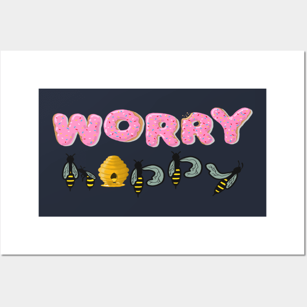 Donut Worry Be Happy Wall Art by Owllee Designs